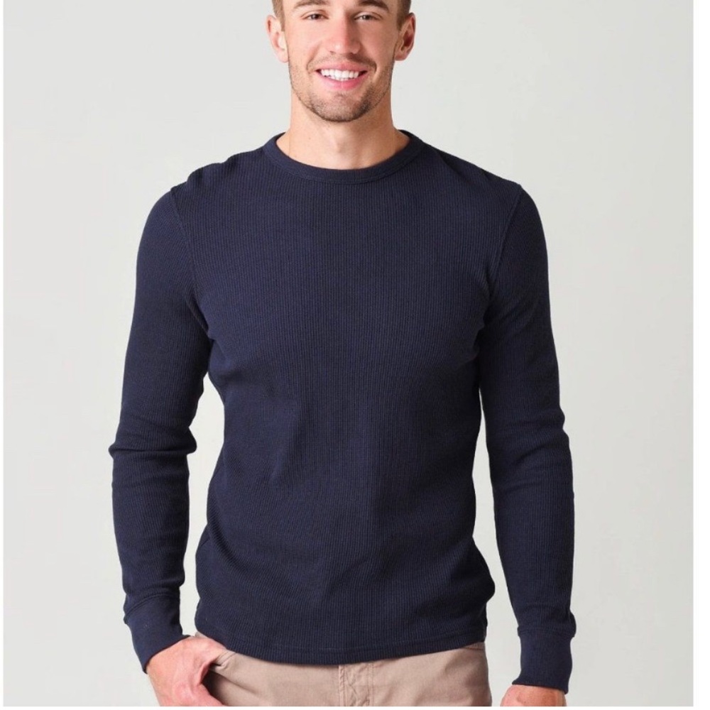 Faherty Navy Long Sleeve Tee